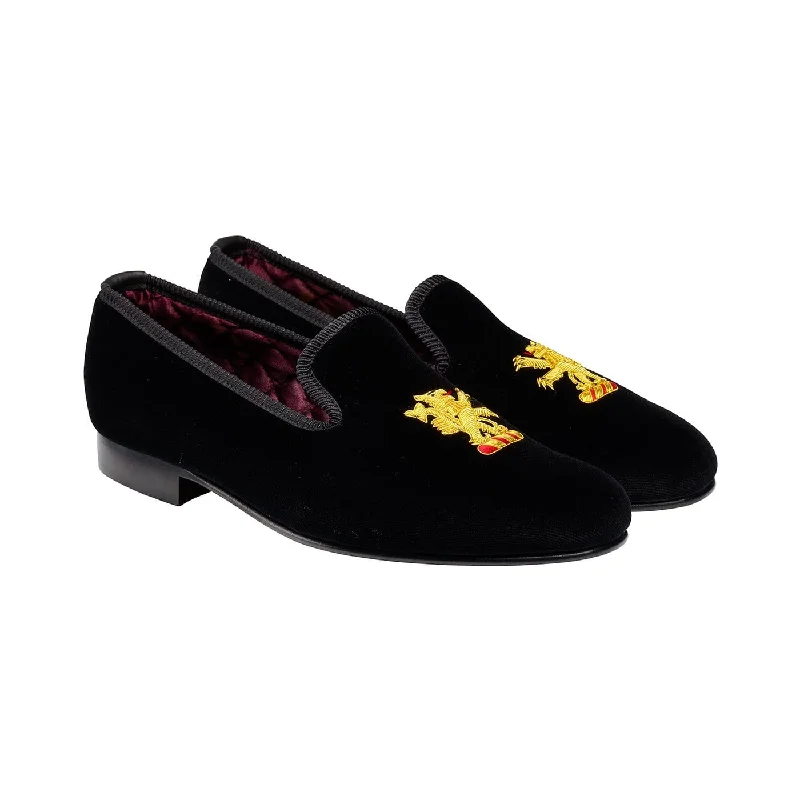 elegant formal shoes for business meetings-Lion Rampant Black Velvet