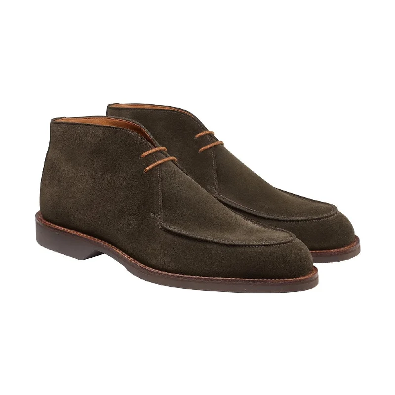 men’s oxford shoes with rubber sole-Bibury Earth Green Suede