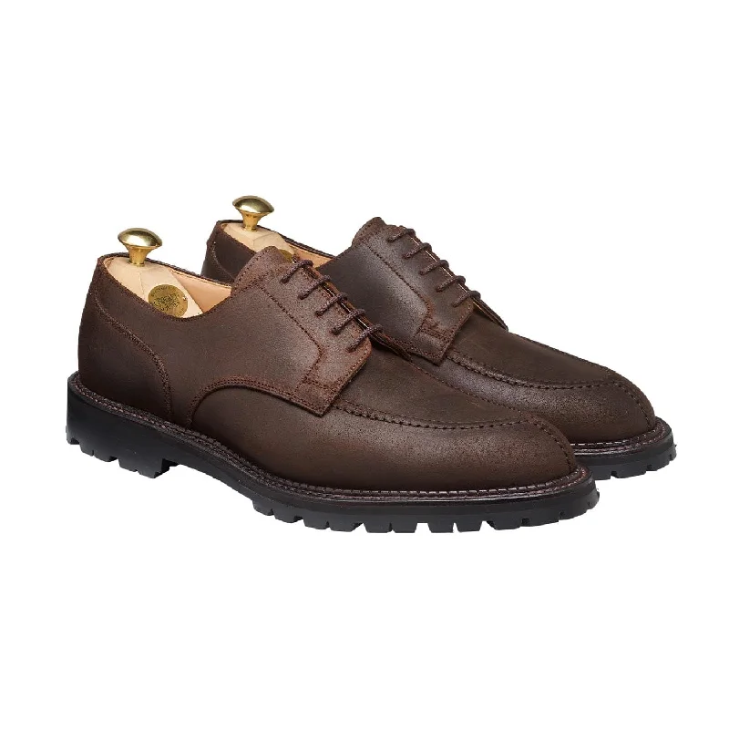 trendy dress shoes for men-Denver Dark Brown Rough-Out Suede