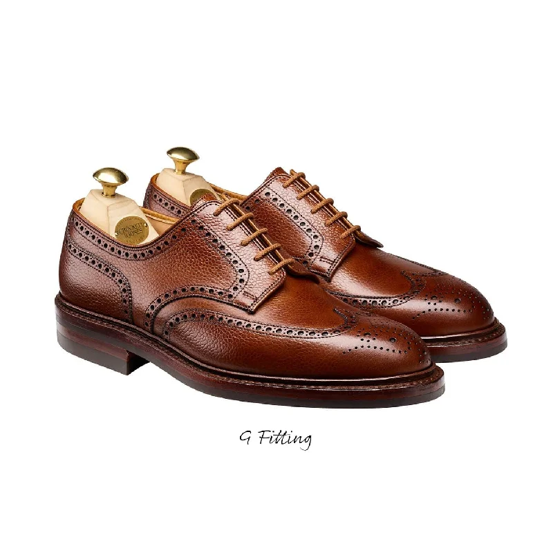 formal shoes with low heel for men-Pembroke Tan Scotch Grain (G Fitting)