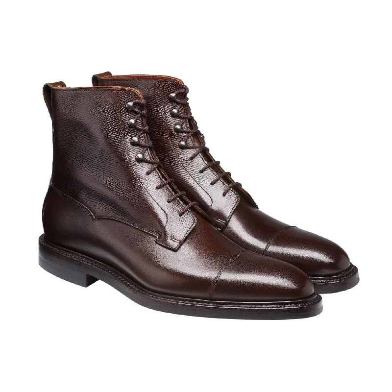 brown formal shoes with cushioned sole-Perth Coffee Antique Calf & Dark Brown Willow Grain