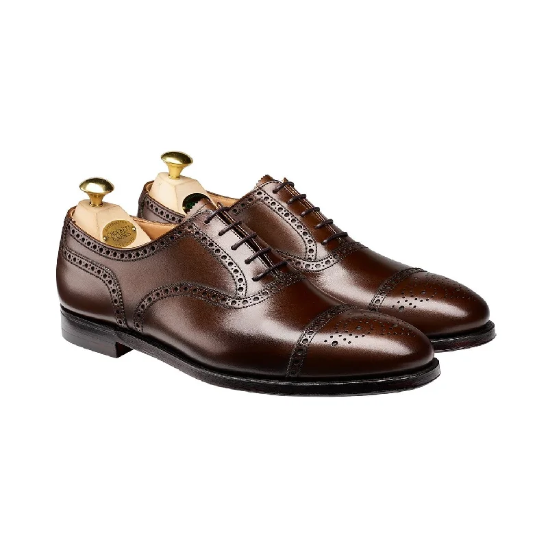 sleek black dress shoes for men-Westfield Dark Brown Burnished Calf