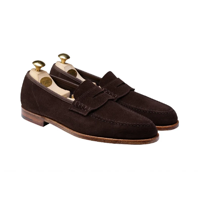 men’s leather formal shoes with pointed toe-Seaton Dark Oak Suede