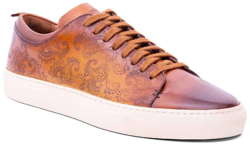 men’s formal shoes with cushioned sole-Paisely - Cedar Hand Painted