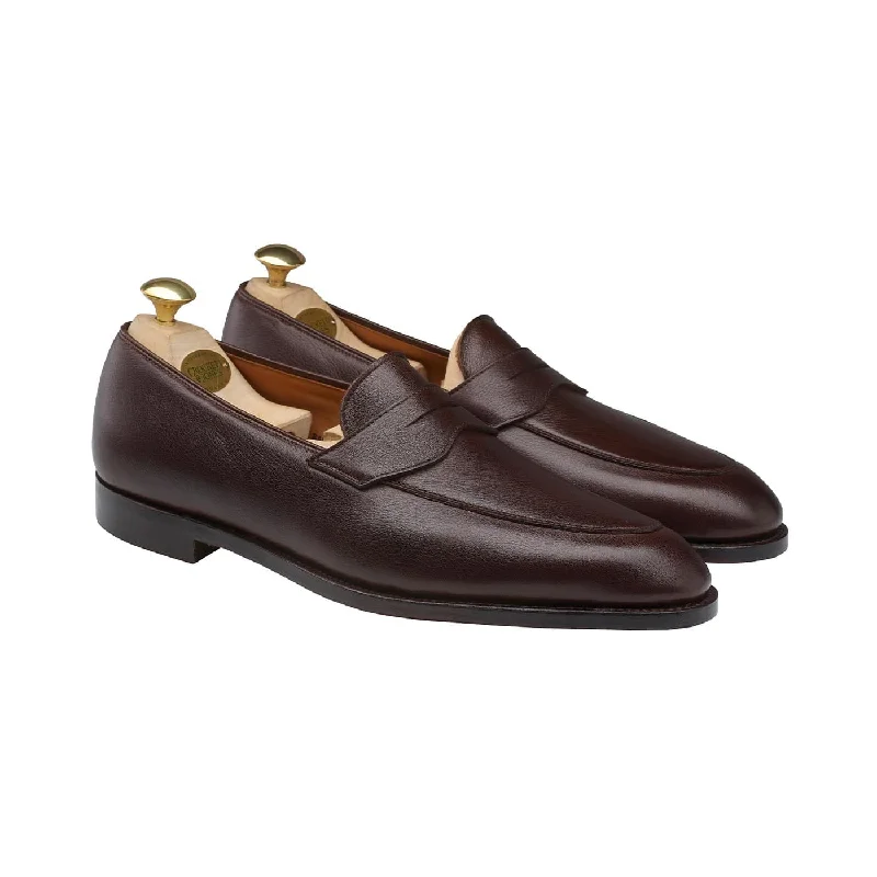 wedding formal leather shoes for men-Nice Dark Brown Milled Calf