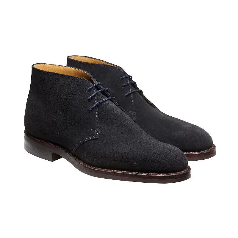 brown leather formal shoes for men-Chiltern Navy Suede