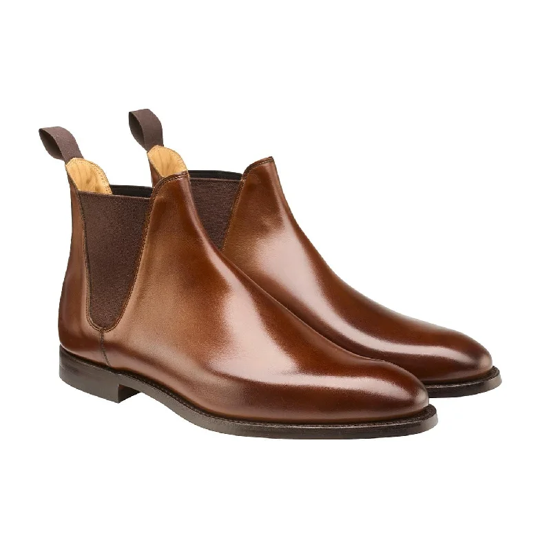 men’s formal shoes with breathable material-Chelsea 8 Dark Brown Burnished Calf