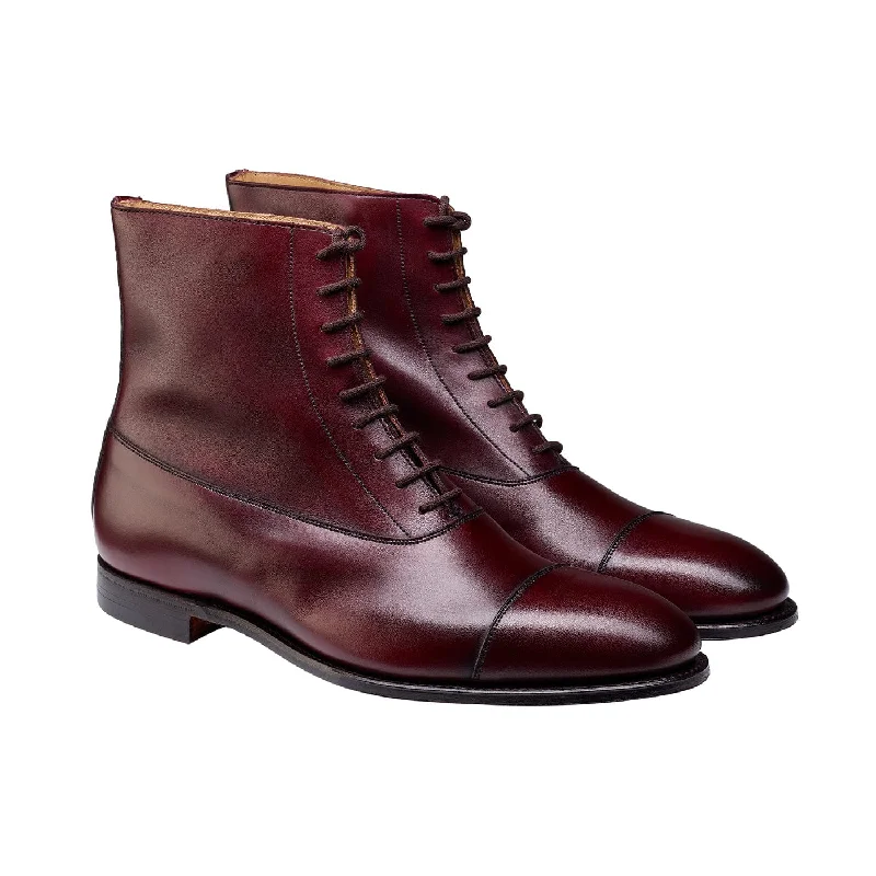 men’s leather formal shoes with pointed toe-Olivia Burgundy Burnished Calf