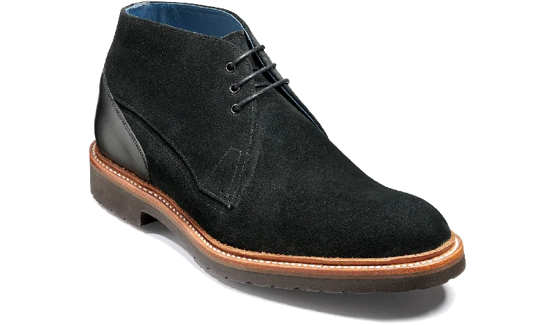 stylish business shoes for men-Bronx - Black Suede / Black Calf (Sample)