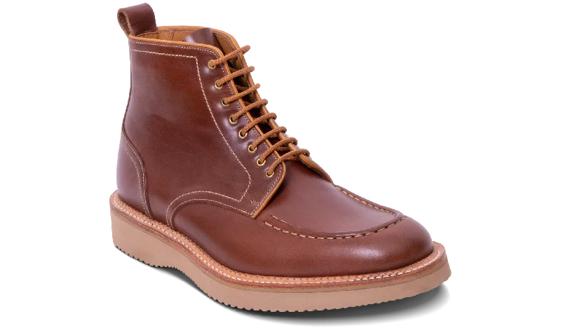 brown leather shoes with lace-up design-Indiana - Brown Waxy Calf