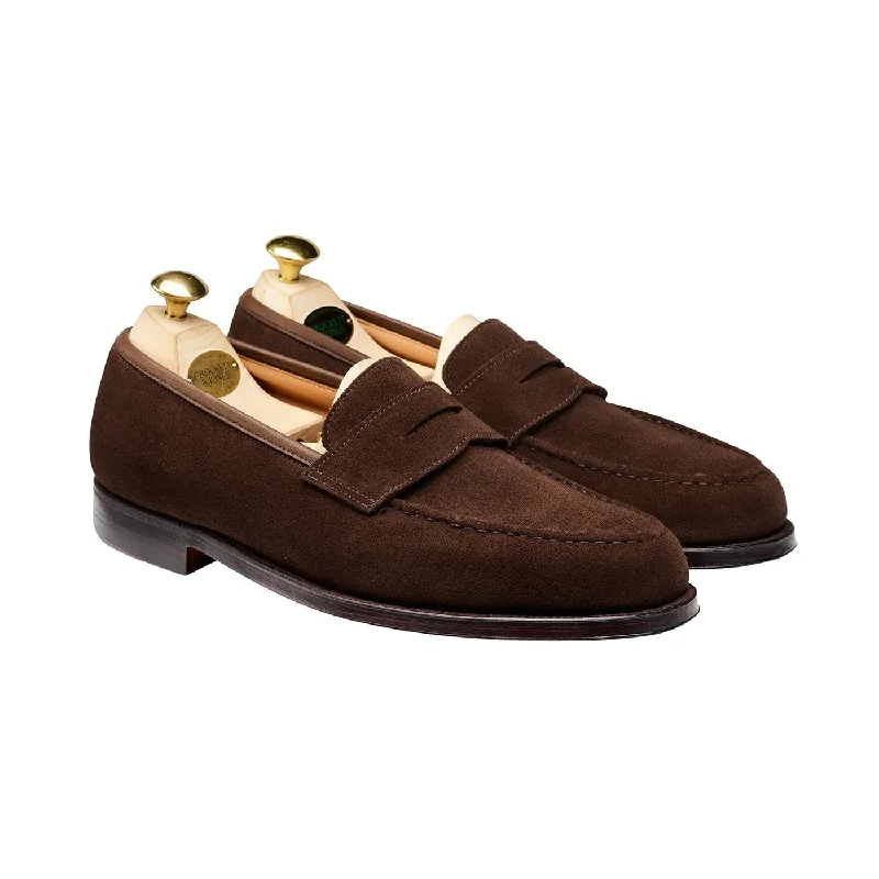 sleek formal shoes with leather upper-Boston Dark Brown Suede