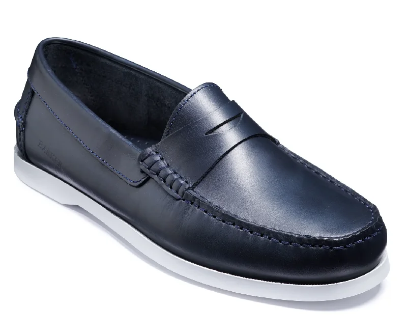 slip-on formal leather shoes for men-Tony - Navy Pull-Up