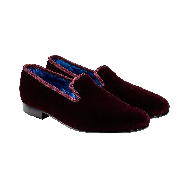 designer formal leather shoes for men-Plain Albert Burgundy Velvet