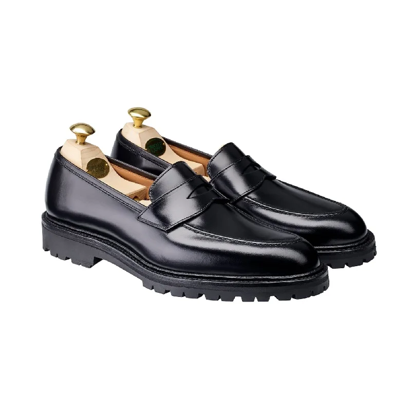 formal shoes with polished leather for men-Henley 3 Black Cavalry Calf