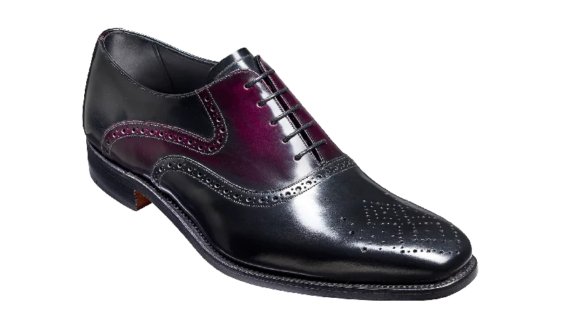 classic oxford leather shoes for men-Langley - Black Aubergine Hi-Shine