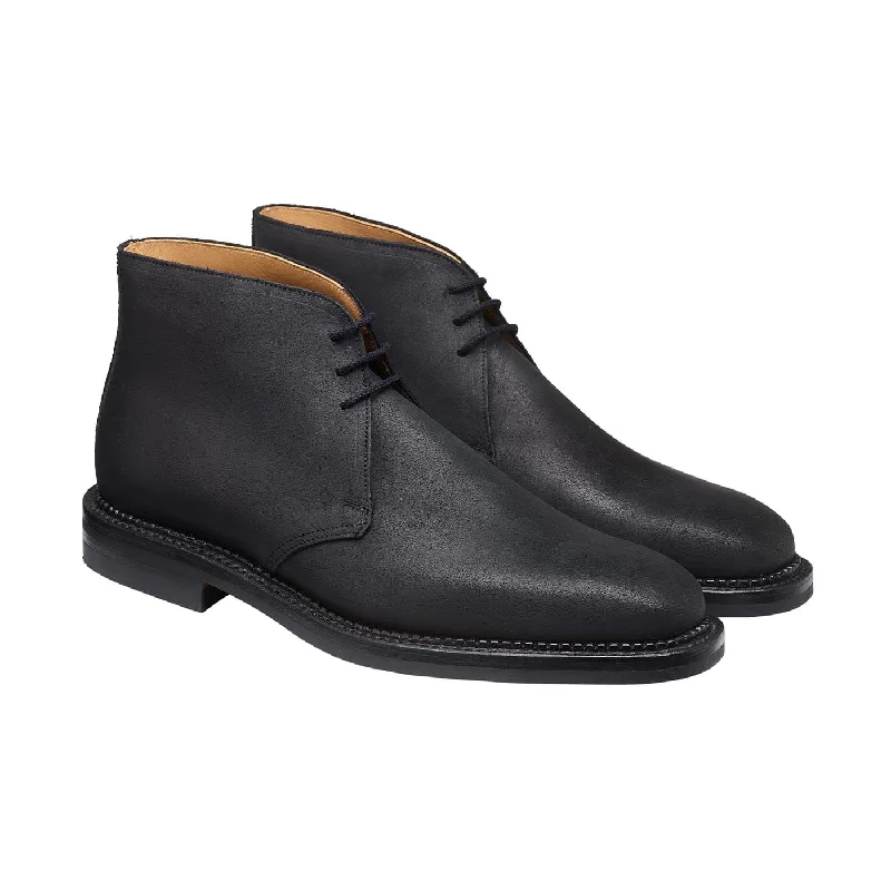 men’s polished brown dress shoes-Molton Black Rough-Out Suede