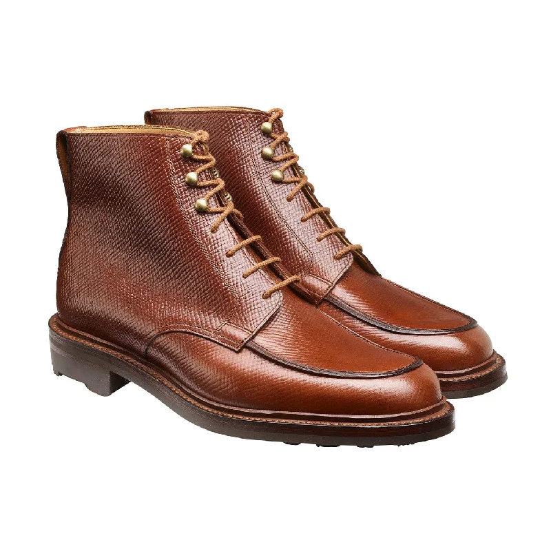 classic brown leather shoes for men-Donegal 2 Walnut Hatch Grain