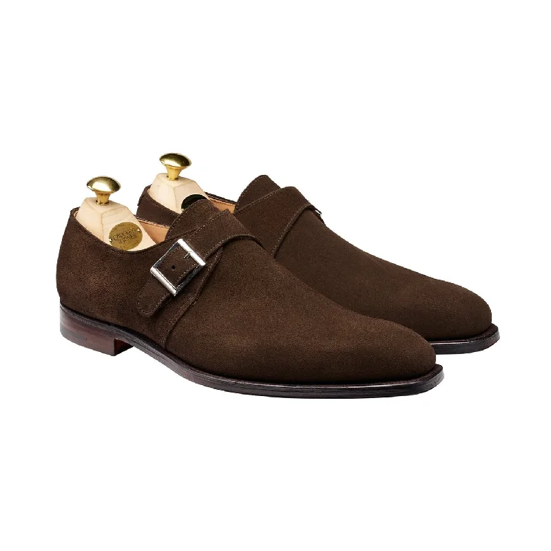 trendy formal shoes for men-Monkton Dark Brown Calf Suede