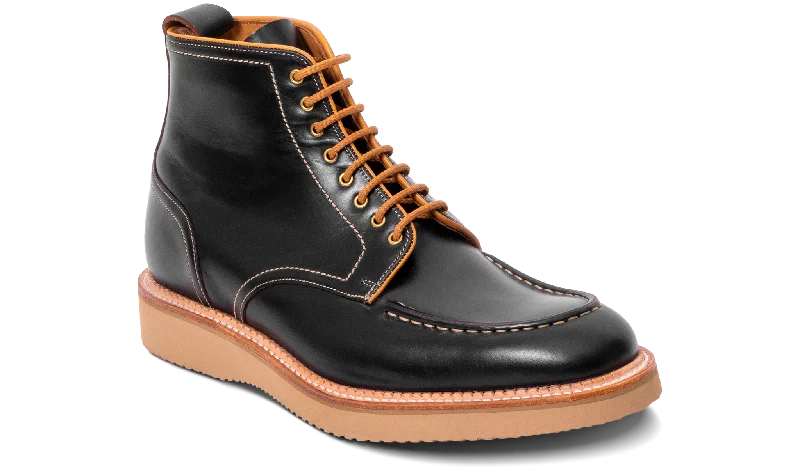 premium leather shoes for men-Indiana - Black Waxy Calf