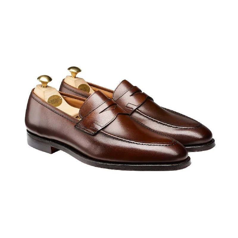 brown leather shoes with lace-up design-Sydney Dark Brown Burnished Calf