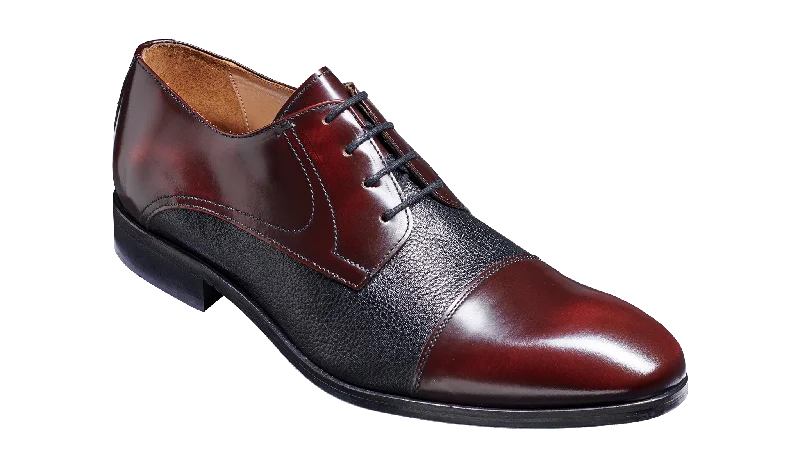 men’s leather oxford shoes with comfort-Southwold - Burgundy Hi-Shine / Black Deerskin