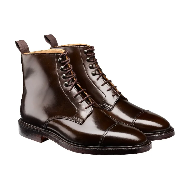 business formal leather shoes for men-Harlech Dark Brown Cordovan