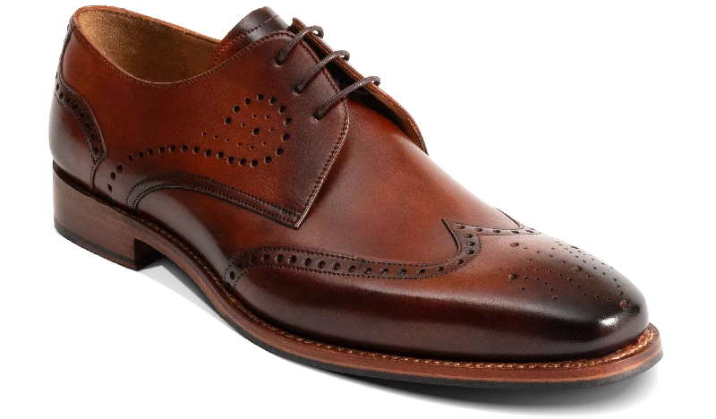 stylish dress shoes with lace-up closure-George - Brown Hand Patina