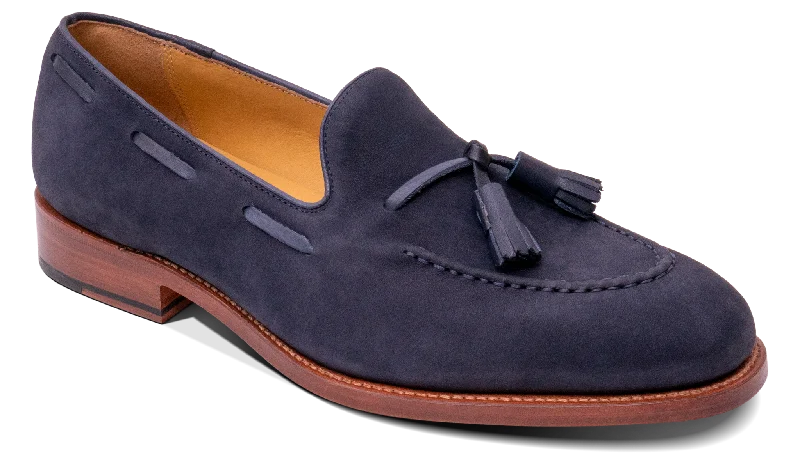 formal shoes with polished leather for men-Severn - Navy Nubuck