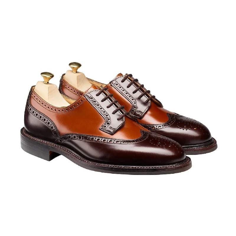 formal shoes with cushioned insole for men-Luna Dark Brown & Tan Cavalry Calf