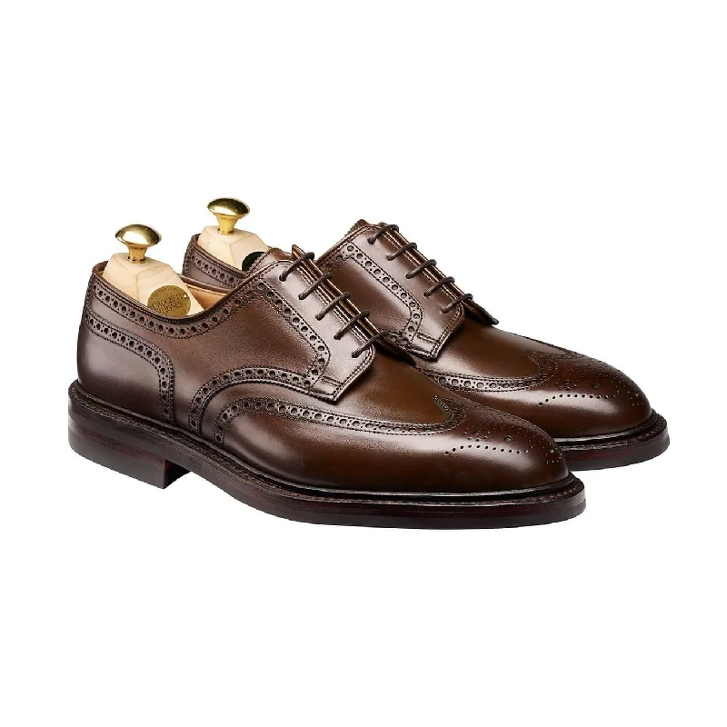 designer oxford dress shoes for men-Pembroke Dark Brown Wax Calf