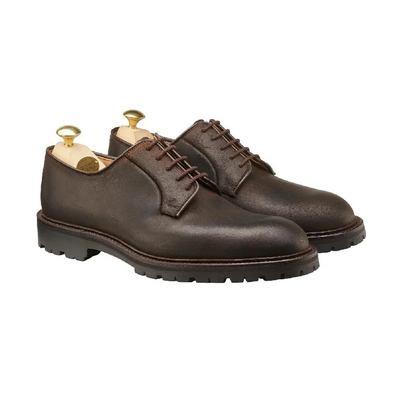 casual formal shoes with leather upper-Lanark 3 Dark Brown Rough-Out Suede