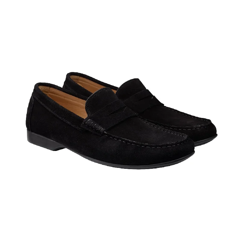 dress shoes with cushioned padding for men-Genoa Black Calf Suede