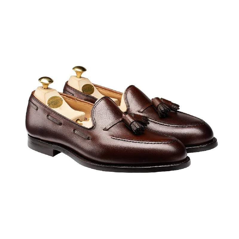 luxury formal shoes with leather lining-Cavendish Dark Brown Pebble Grain