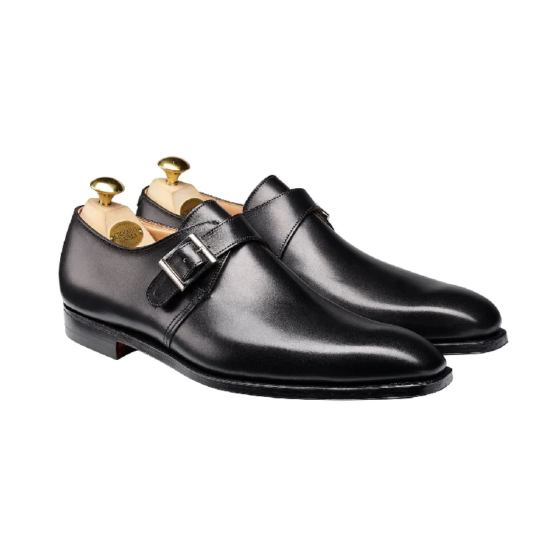 comfortable leather dress shoes with arch support-Monkton Black Calf