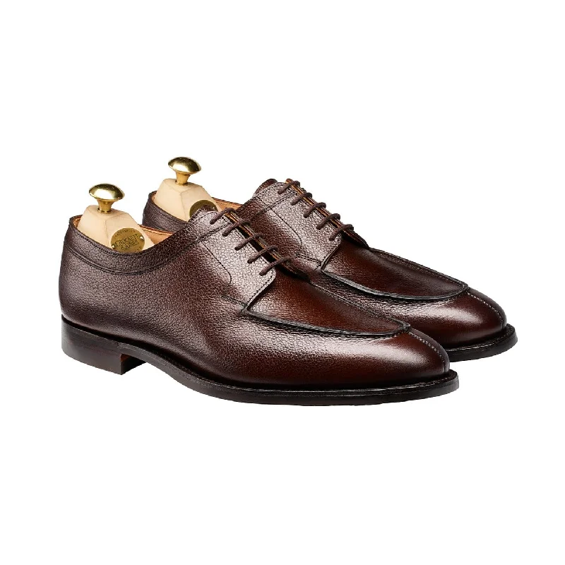 trendy leather dress shoes for men-Hardwick Dark Brown Pebble Grain