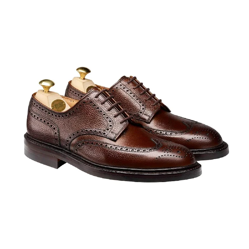 comfortable oxford shoes for business wear-Pembroke Dark Brown Scotch Grain