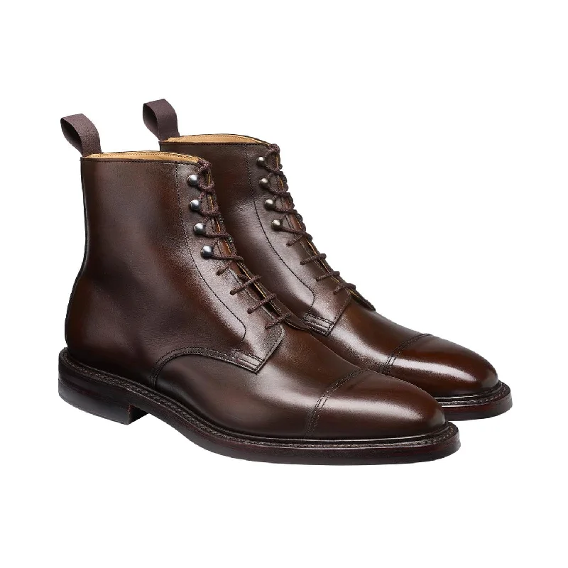 formal shoes with polished leather for men-Argyll Dark Brown Wax Calf