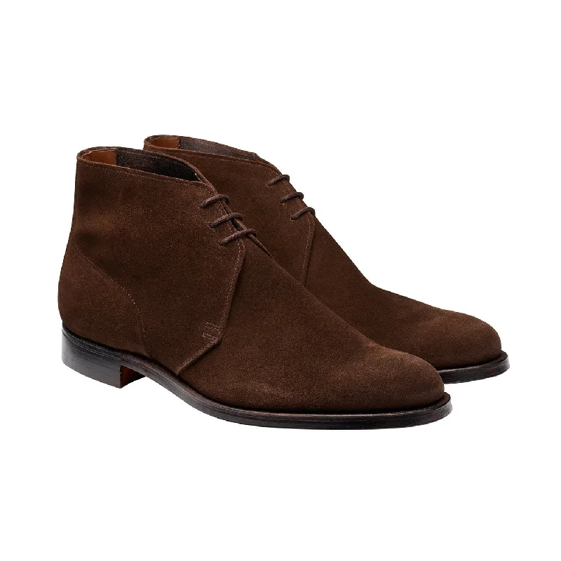 luxury leather dress shoes for men-Chukka Dark Brown Suede