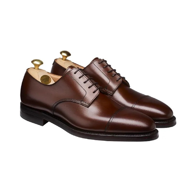 classic formal shoes for men with lace-up closure-Ripon Dark Brown Burnished Calf