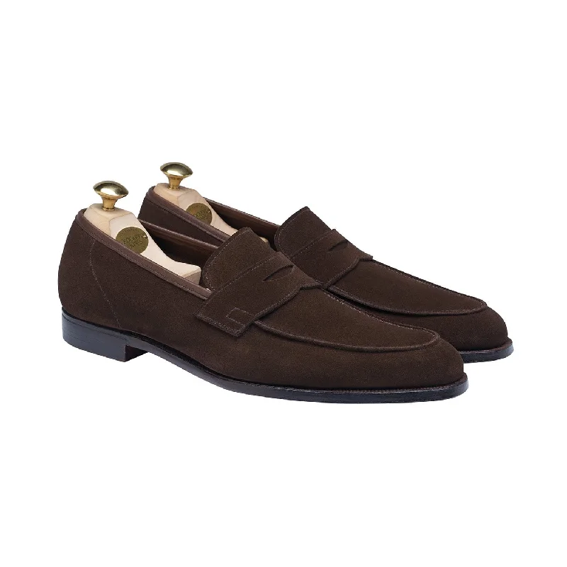 elegant brown oxford shoes for business wear-Cadogan Dark Brown Calf Suede