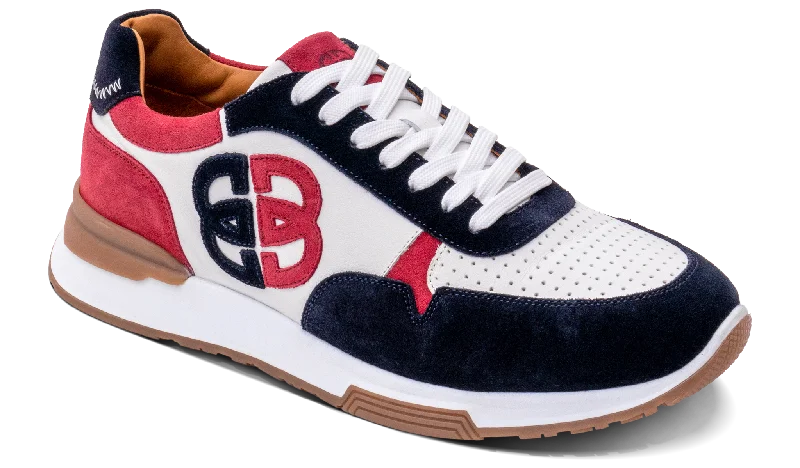 durable leather shoes for men-Boston - Red/White/Navy