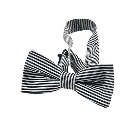 Men's tie with bold geometric print-Appaman Bowtie Black Bengal Stripe