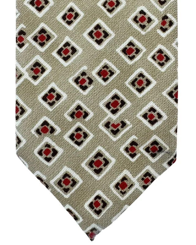 Stylish patterned tie for casual office wear-Barba Sevenfold Tie Beige Red Design - Sartorial FINAL SALE