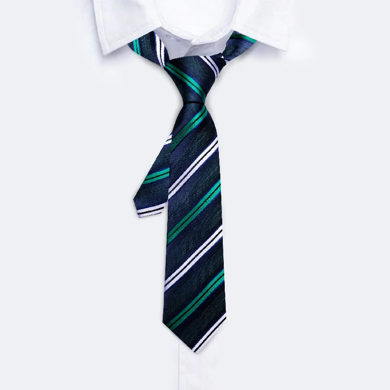 Men's tie with bold geometric print-Barry.wang Kids Tie Children Blue White Striped Tie Pocket Square Set