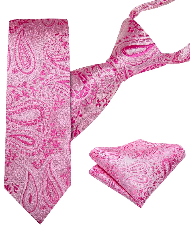 Men's tie for a formal business dinner-Barry.wang Kid's Tie Hot Pink Jacquard Children Tie Pocket Square Set