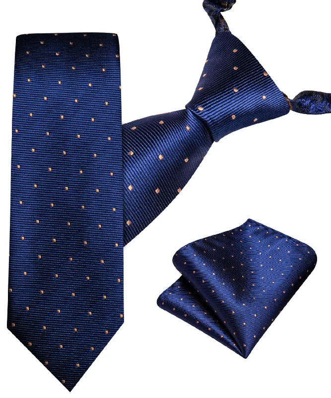 Affordable men's tie with chic patterns-Barry.wang Kids Tie Navy Blue Plaid Children's Silk Tie Handkerchief Set