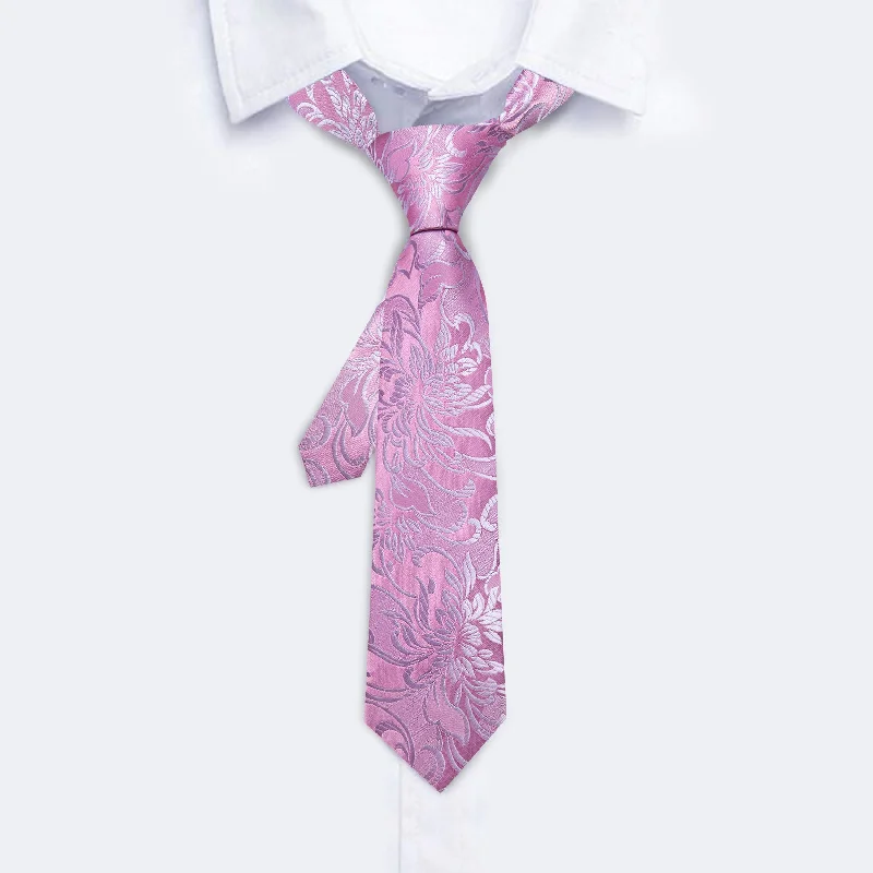 Men's tie for a high-end event-Barry.wang Kid's Tie Pink Paisley Children's Silk Tie Hanky Set