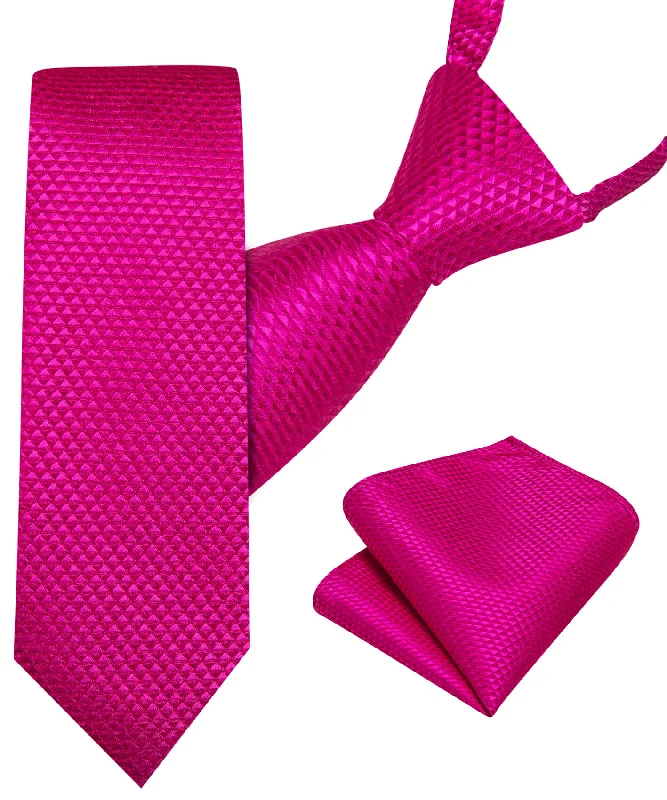 Best tie for business professionals-Barry.wang Kids Tie Rose Pink Solid Children's Tie Pocket Square Set