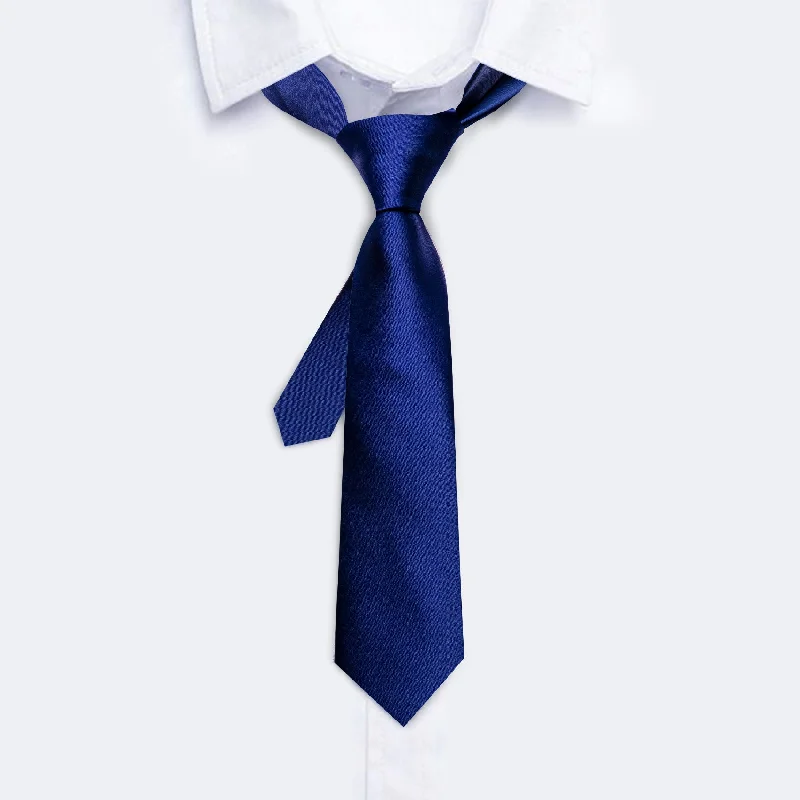 Men's slim tie with subtle texture-Barry.wang Kids Tie Sapphire Blue Solid Children Tie Pocket Square Set