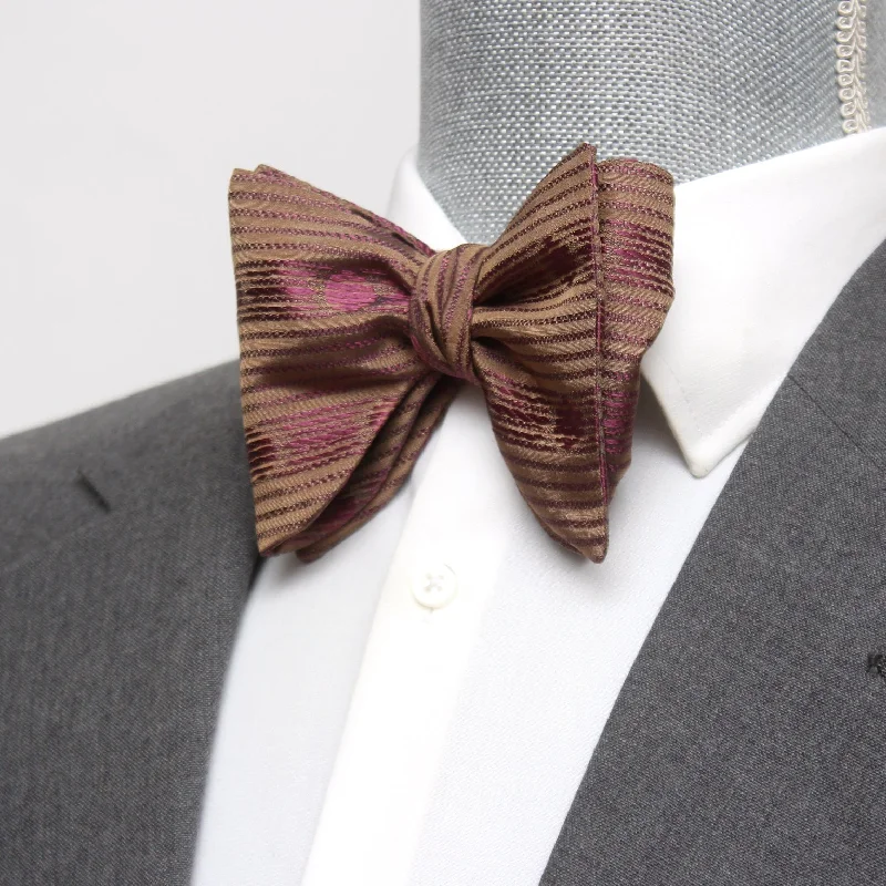 Casual men's tie with subtle design-Big Butterfly Brown Silk Bow Tie